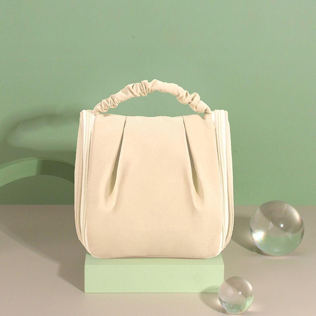 Stylish Women's Plain Polyester Toiletry Bag - 1 Pc, Off White
