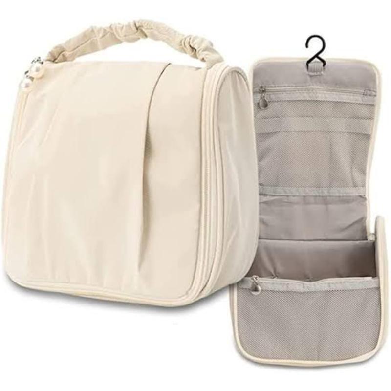 Stylish Women's Plain Polyester Toiletry Bag - 1 Pc, Off White