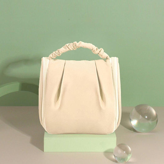 Stylish Women's Plain Polyester Toiletry Bag - 1 Pc, Off White
