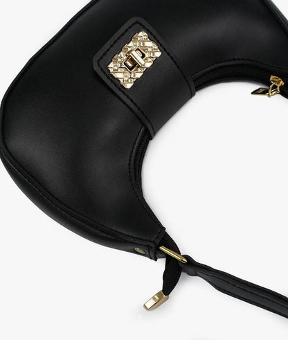 Girl's PU Leather Plain Shoulder Bag Moon Shap Bag
